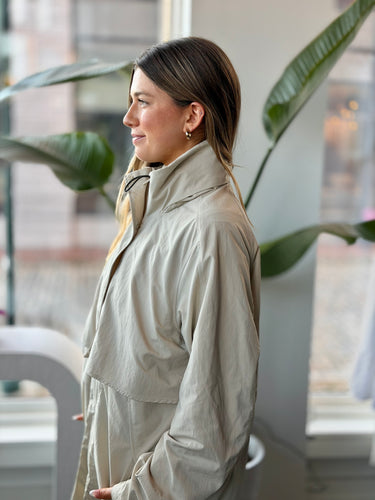 Lululemon Oatmilk Long Layered Rain Coat, 12