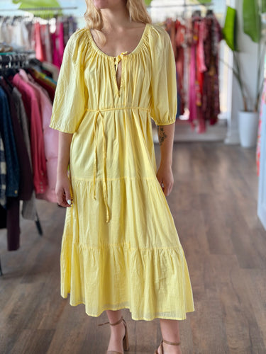 Faithfull The Brand Sun Yellow Tiered Dress, 4