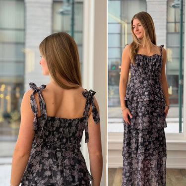 ASTR Ivanna Floral Lace Trim Dress, Large