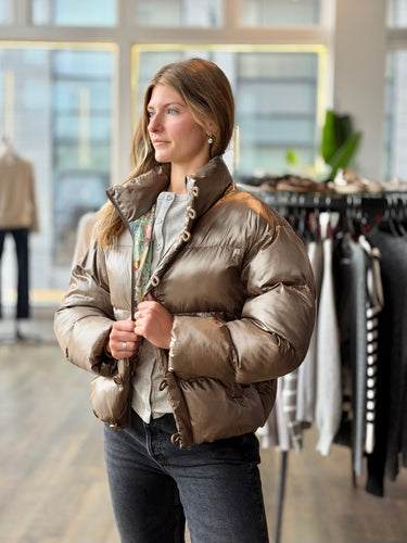 Mother Button Up Puffer in Luster, XSmall