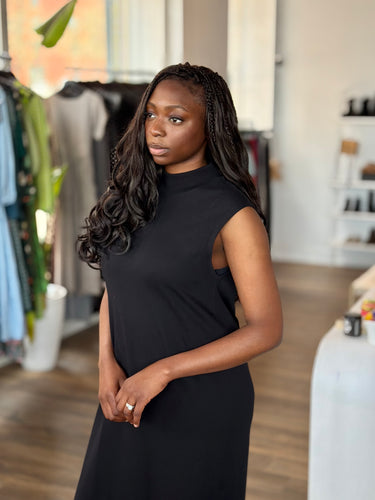 Another Tomorrow Black Jersey Dress, XLarge