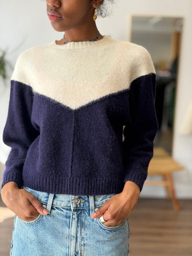 Ciao Lucia Nonno Navy & White Sweater, Small