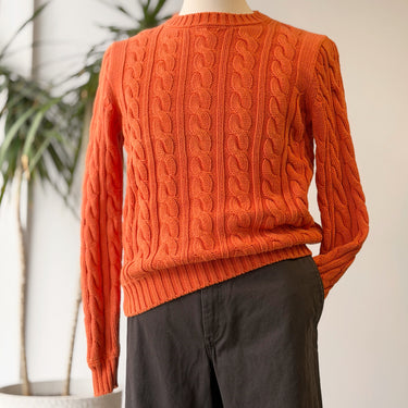 J.Crew Vintage 100% Cotton Orange Cable Knit Sweater, Men's Small