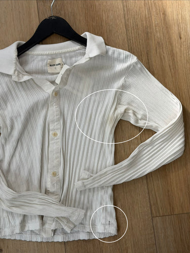 Rudy Jude AS IS- CLEAN ME!!!!  Ivory Button Down Top, Small