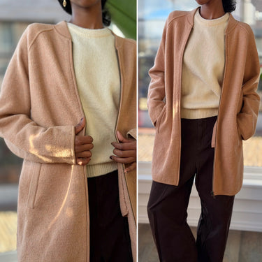 Madewell Bomber Sweater Jacket in Peach, Small