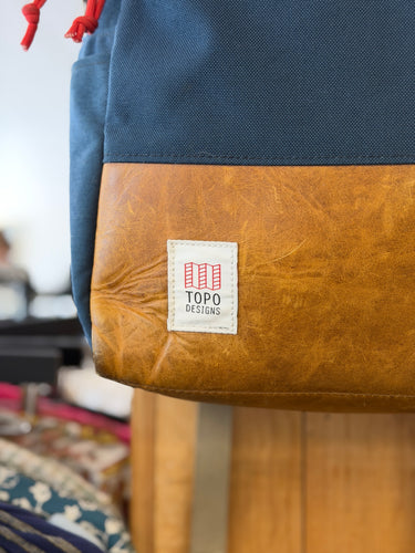 Topo Designs Navy Nylon & Leather Backpack