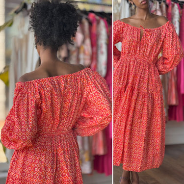 Ciao Lucia Coral Pattern Long Sleeve Dress, Small