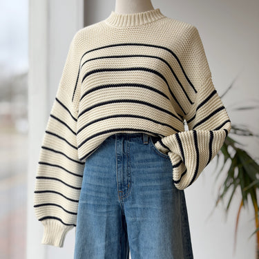 Alex Mill Button Back Crewneck Stripe Sweater - as is, XSmall