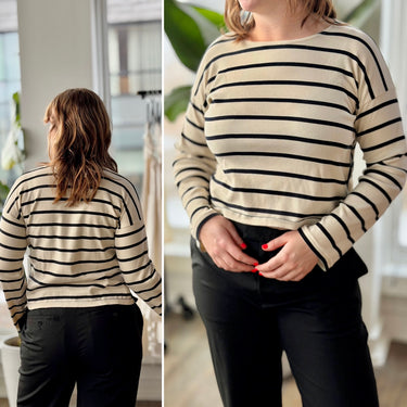 La Ligne Breton Tee Navy Stripe Long Sleeve Shirt, Medium