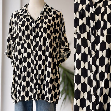 Dissh Hattie Black & Cream Vacation Shirt Blouse, 10 / Large