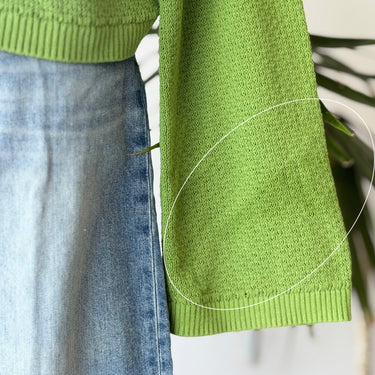 Arket Green Loose Knit Crop Cotton Sweater, Medium