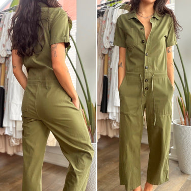 Sezane Olive Coveralls Jumpsuit, 36/4