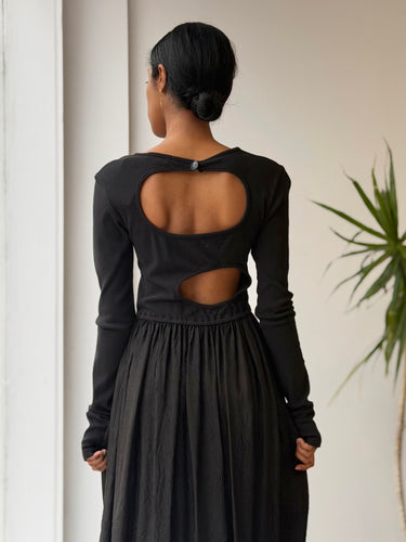 Atelier Delphine Black Open Back Dress, XS/S