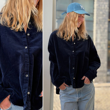 Staud Navy Corduroy Shirt, Large