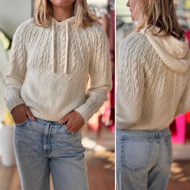 Guest In Residence Cloud Cable Knit Hoodie in Ecru, Small