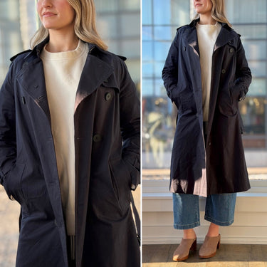 Quince Navy Trench Coat, Small