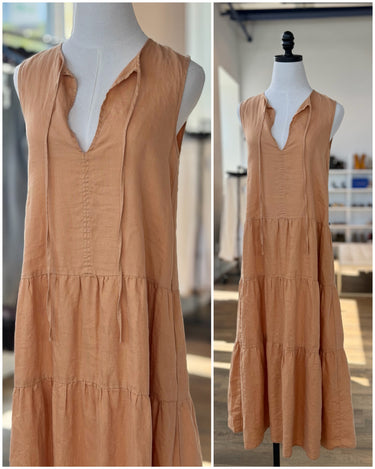 Little Lies Peach Tiered Midi Dress, XSmall