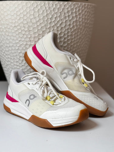 On Cloud Pink and White Sneakers, W 8