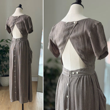Christy Dawn AS IS Gingham Open Back Apron Dress, Small