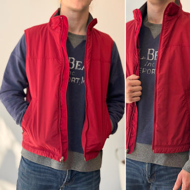 LL Bean Red Fleece Lined Flannel, Men's Small