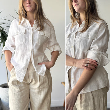 The Great Gauzy 100% Cotton White Button Down Top, 0 / Small