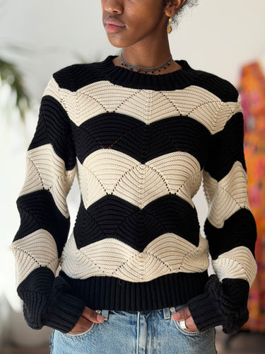Cleobella Kori Sweater in Black & White, XSmall