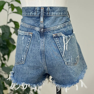 Agolde Dark Denim Distressed Shorts, 26