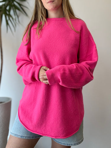 Extreme Cashmere No 53 Hot Pink Oversized Crewneck Sweater - retail 800, Free Size
