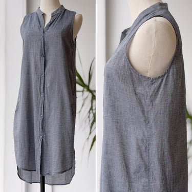 Eileen Fisher 100% Organic Cotton Chambray Sleeveless Dress, Medium