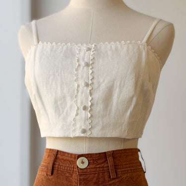 Love Shack Fancy Emmalou Cropped Top in True White NWT Retail $195, 12