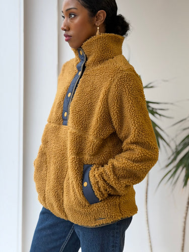 LL Bean Mustard and Navy Fleece, Medium