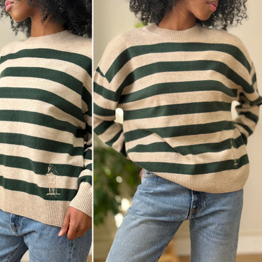 Naadam Green Stripe Sweater, Small