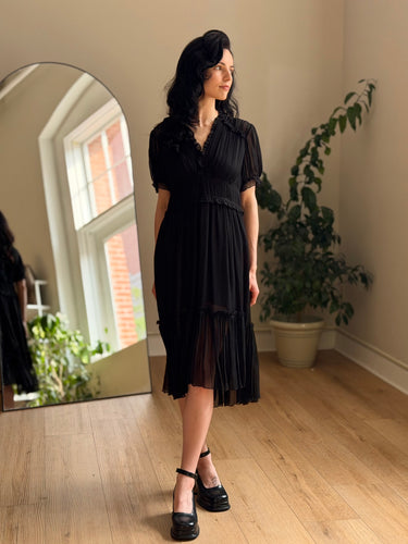 Ulla Johnson Black Silk Midi Dress- AS IS, 6