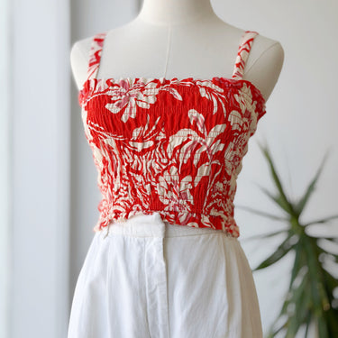 Paper Heart Red & Pink Floral Smock Tank, Small