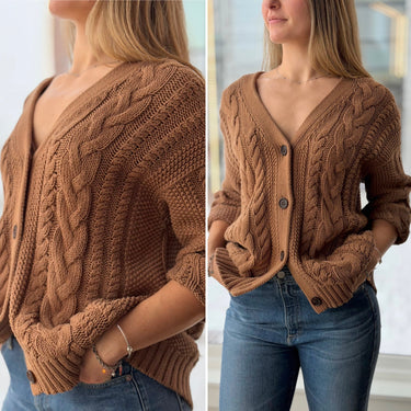 Jenni Kayne Cable Knit Cocoon Caridgan in Cocoa, XSmall