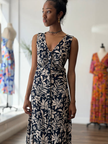 Faherty NWT Siena Midi Dress in Navy Hawaiian Floral, Small