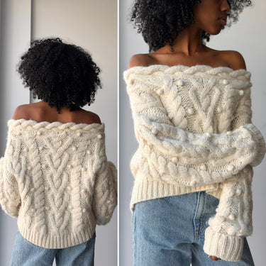 Love Shack Fancy Galiona Cable Knit Sweater, Large