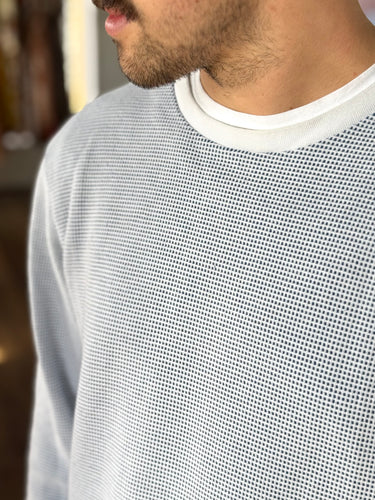 Aime Leon Dore Blue & White Knit Check Sweater, Men's XXLarge