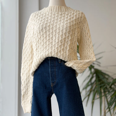 Theory Ivory Cable Knit Sweater, Medium