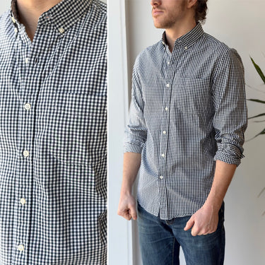 J.Crew Navy Gingham Button Down Shirt , Small