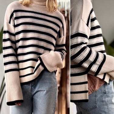 La Ligne NWT 100% Merino Wool Striped Turtleneck Sweater, XSmall