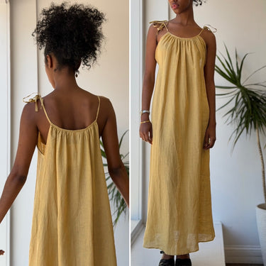 OZMA Ties Dress in Linen Hay, XS/S