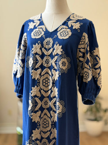 Sea New York Cobalt Blue Embroidered Dress, XSmall