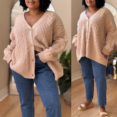 Jenni Kayne Cable Knit Cocoon Cardigan in Pale Pink, XXLarge