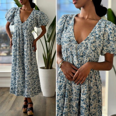 The Great The Gallery Dress in Light Sky Pressed Floral, 1 / Small