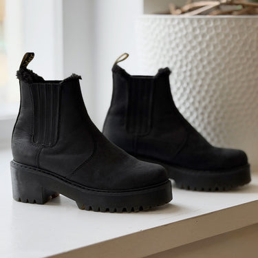 Dr Marten Rometty Black Faux Fur Boots, US 8