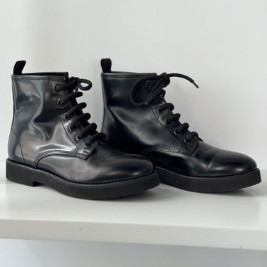 AGL Patent Lace Up Boots, 37