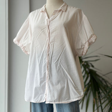 Xirena Channing Short Sleeve Button Down Blouse Light Pink AS IS Minor Stains, Large