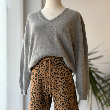 J.Crew Gray V-neck Oversized Cashmere Sweater, Small