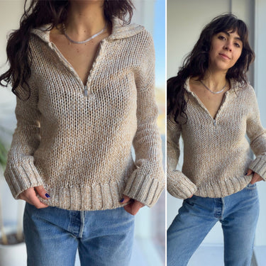 Naadam Chunky Heather Half Zip Sweater, XSmall